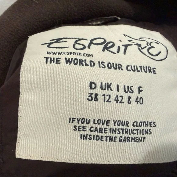 Espirit Brown Long Puffer Coat with Fur Trim - Picture 3 of 3